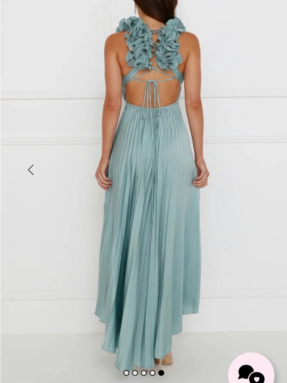 Hello Molly Sage Pleated V-Neck Dress - Picture 3 of 5